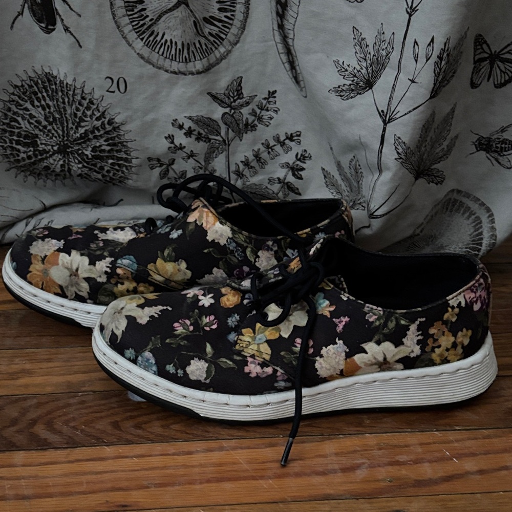 Dr. Martens Black Multicolor Floral Sneakers